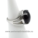 Inel obsidian negru rotund reglabil m6