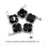 Pandantiv obsidian negru trifoi