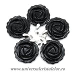 Pandantiv obsidian negru floare
