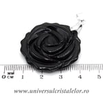 Pandantiv obsidian negru floare