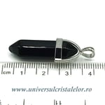 Pandantiv obsidian negru dublu varf
