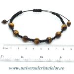 Bratara ochi de tigru rotunda - 6 mm cu snur reglabil