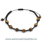 Bratara ochi de tigru rotunda - 6 mm cu snur reglabil