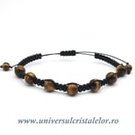 Bratara ochi de tigru rotunda - 6 mm cu snur reglabil