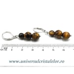 Cercei ochi de tigru rotund fatetat - 8 mm