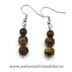 Cercei ochi de tigru rotund fatetat - 8 mm