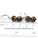 Cercei ochi de tigru rotund fatetat- 8 mm