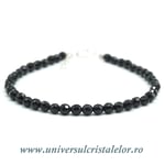 Bratara onix negru rotund fatetat - 4 mm