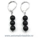 Cercei onix negru rotund - 6 mm