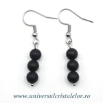 Cercei onix negru rotund - 6 mm