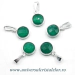 Pandantiv onix verde rotund fatetat - 9mm