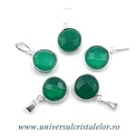 Pandantiv onix verde rotund fatetat - 11mm