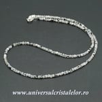 Colier piatra lunii cu turmalina neagra cub fatetat - 3 mm