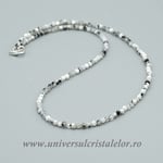 Colier piatra lunii cu turmalina neagra rotund fatetat - 3,4 mm