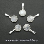 Pandantiv piatra lunii rotund fatetat - 9mm