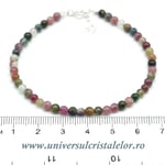 Bratara turmalina multicolor rotund slefuit - 4 mm