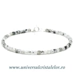 Bratara piatra lunii cu turmalina neagra cub fatetat -3,4mm