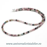 Colier turmalina multicolor rotund fatetat - 4mm