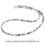 Colier piatra lunii cu turmalina neagra cub fatetat - 3,4 mm