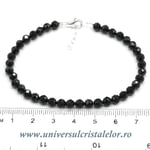 Bratara turmalina neagra rotund fatetat - 4,7 mm