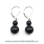 Cercei turmalina neagra rotund-10mm m03