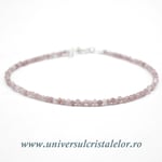 Bratara turmalina roz rotund fatetat - 2mm