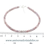 Bratara turmalina roz rotund fatetat - 3,5mm