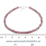 Bratara turmalina roz rotund fatetat - 3,4mm