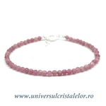 Bratara turmalina roz rotund fatetat - 3,4mm
