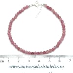 Bratara turmalina roz rotund fatetat - 3,3mm