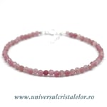 Bratara turmalina roz rotund fatetat - 3,3mm