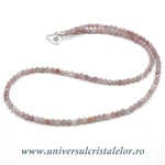 Colier turmalina roz rotund fatetat - 3,5 mm