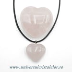 Set cuart roz inima si pandantiv cu snur si cutie