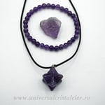 Set Ametist – Bratara, Pandantiv Merkaba și Piatra Brută