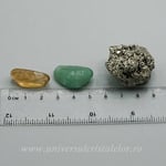 Set Selenit suport rotund cu pirita si pietre rulate (chakre)