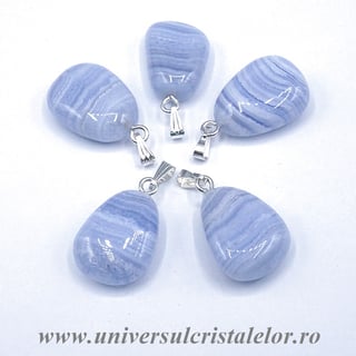 Pandantiv agat albastru dantela 