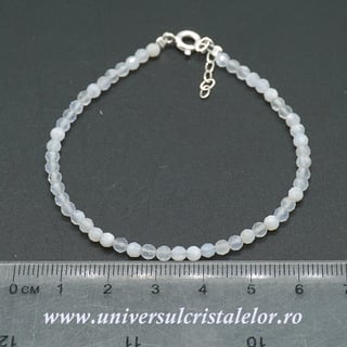 Bratara agat albastru dantela rotund fatetat - 3,3mm