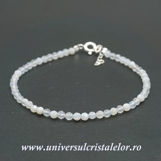 Bratara agat albastru dantela rotund fatetat - 3,3mm