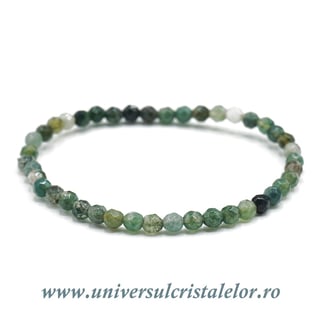 Bratara agat muschi rotund fatetat - 4 mm
