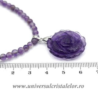 Colier cu pandantiv ametist floare 