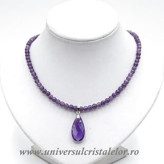 Colier cu pandantiv ametist lacrima