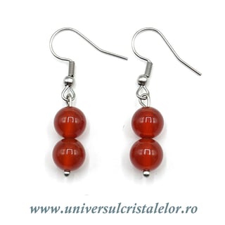 Cercei carneol rotund - 8 mm 
