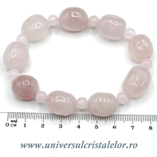 Bratara cuart roz slefuit simplu - 12/15 mm