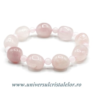 Bratara cuart roz slefuit simplu - 12/15 mm