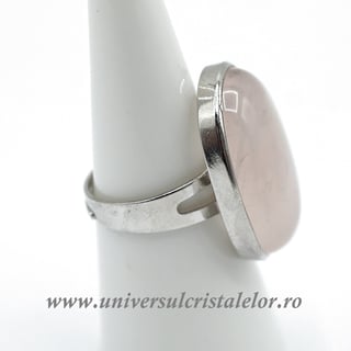 Inel cuart roz oval reglabil m5