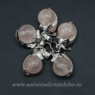 Pandantiv cuart roz sfera m3