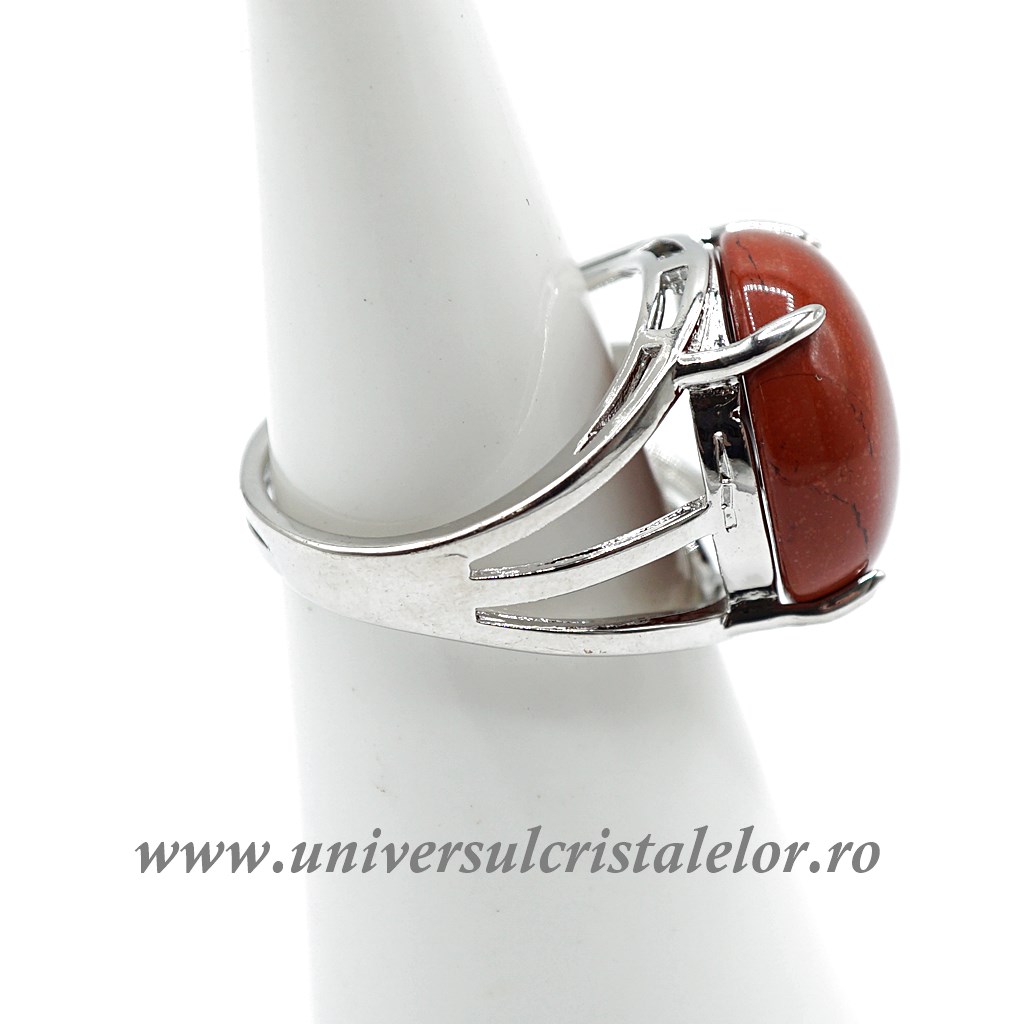 Inel jasp rosu rotund reglabil m6