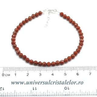Bratara jasp rosu rotund fatetat - 4 mm