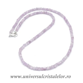 Colier kunzit cub fatetat - 3,7 mm