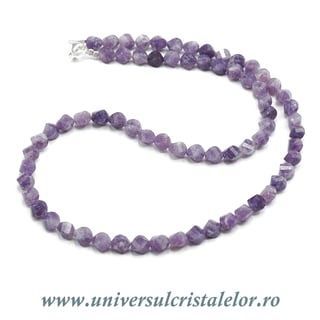 Colier lepidolit fatetat - 5mm